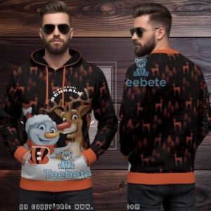 Cincinnati Bengals Snowman Reindeer Ugly 3D Hoodie Christmas Men Cincinnati Bengals Snowman Reindeer Ugly 3D Hoodie Christmas Men