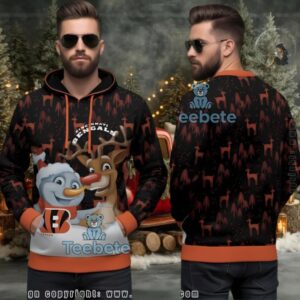 Cincinnati Bengals Snowman Reindeer Ugly 3D Hoodie Christmas Men