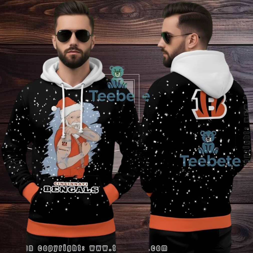 Cincinnati Bengals Tattoo Santa Claus Ugly Christmas 3D Hoodie Men Cincinnati Bengals Tattoo Santa Claus Ugly Christmas 3D Hoodie Men