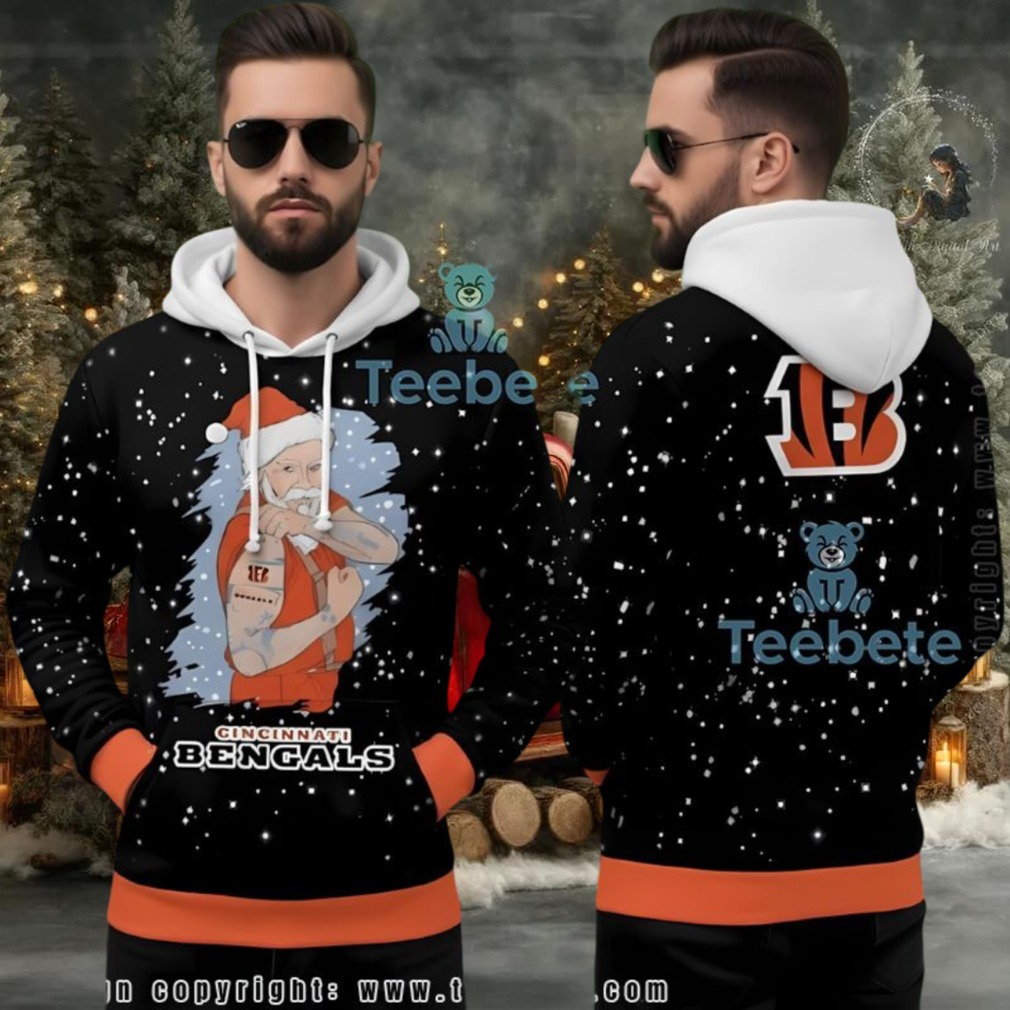 Cincinnati Bengals Tattoo Santa Claus Ugly Christmas 3D Hoodie Men Cincinnati Bengals Tattoo Santa Claus Ugly Christmas 3D Hoodie Men