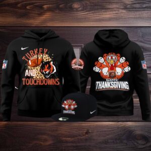 Cincinnati Bengals Thanksgiving Game 2025 Turkey And Touchdowns Hoodie T Shirt