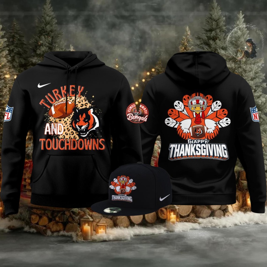 Cincinnati Bengals Thanksgiving Game 2025 Turkey And Touchdowns Hoodie T Shirt Cincinnati Bengals Thanksgiving Game 2025 Turkey And Touchdowns Hoodie T Shirt