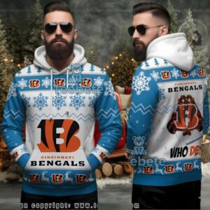 Cincinnati Bengals Who Dey Christmas Ugly 3D Hoodie Blue