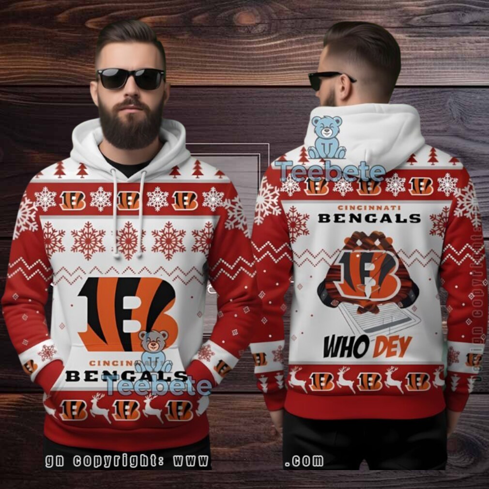 Cincinnati Bengals Who Dey Ugly Christmas 3D Hoodie Cincinnati Bengals Who Dey Ugly Christmas 3D Hoodie
