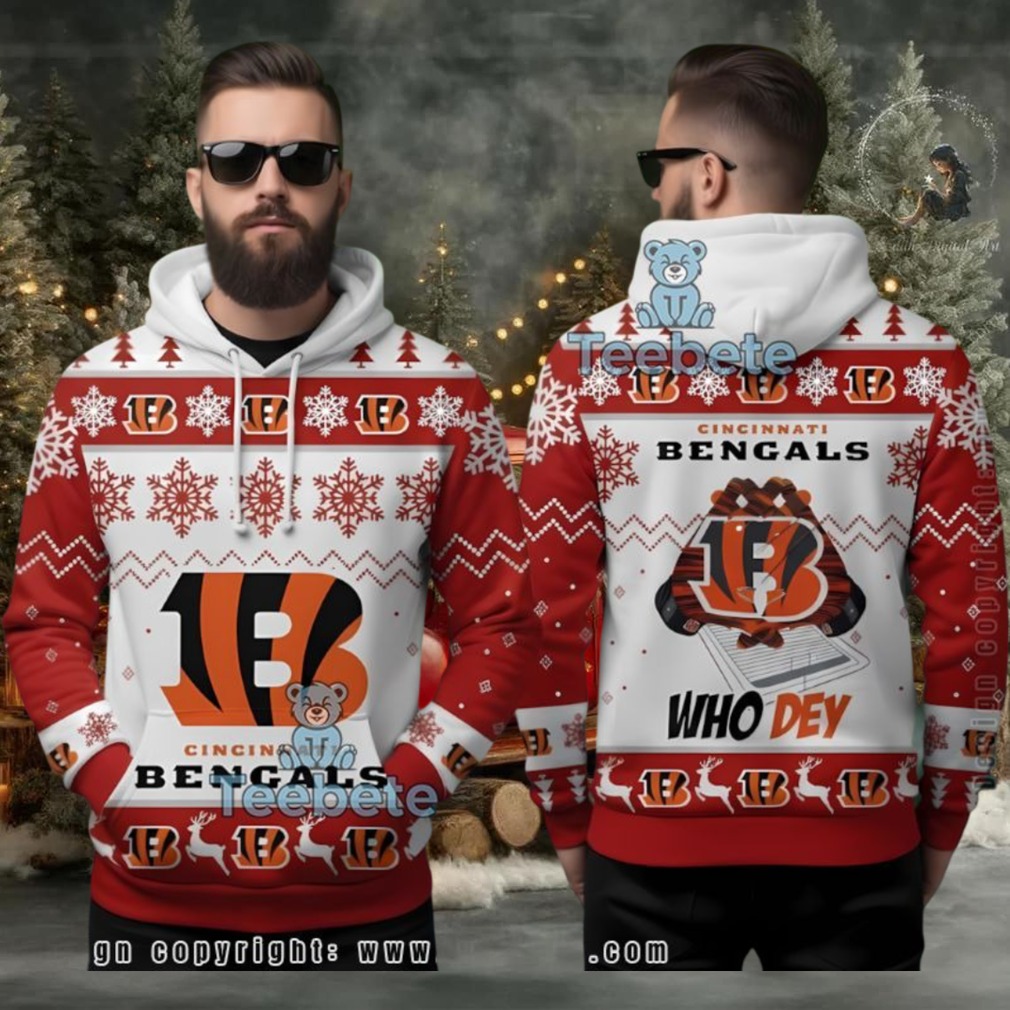 Cincinnati Bengals Who Dey Ugly Christmas 3D Hoodie Cincinnati Bengals Who Dey Ugly Christmas 3D Hoodie