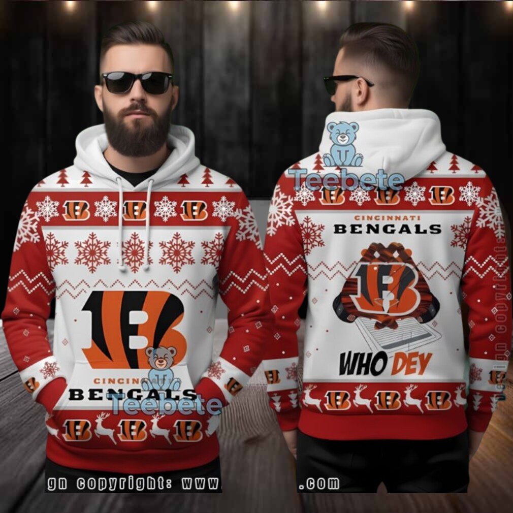 Cincinnati Bengals Who Dey Ugly Christmas 3D Hoodie Cincinnati Bengals Who Dey Ugly Christmas 3D Hoodie