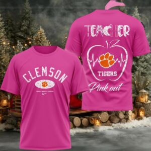 Clemson Tigers 2025 NCAA Teacher Tackle Breast Cancer Unisex 3D Shirt