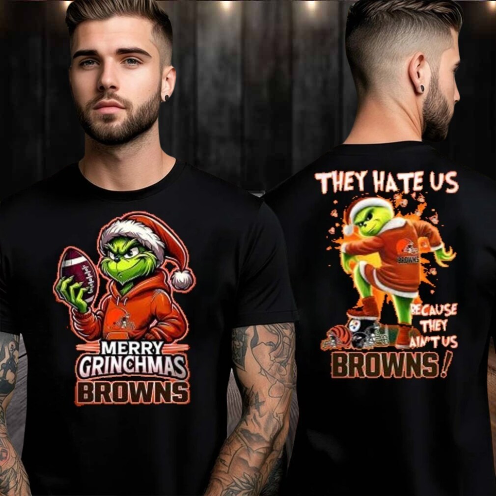 Cleveland Browns Grinch Merry Christmas Grinchmas 2025 Personalized Football Logo Two Sided Shirt Cleveland Browns Grinch Merry Christmas Grinchmas 2025 Personalized Football Logo Two Sided Shirt
