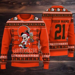 Cleveland Browns Mickey Mouse Santa Ugly Christmas Sweater
