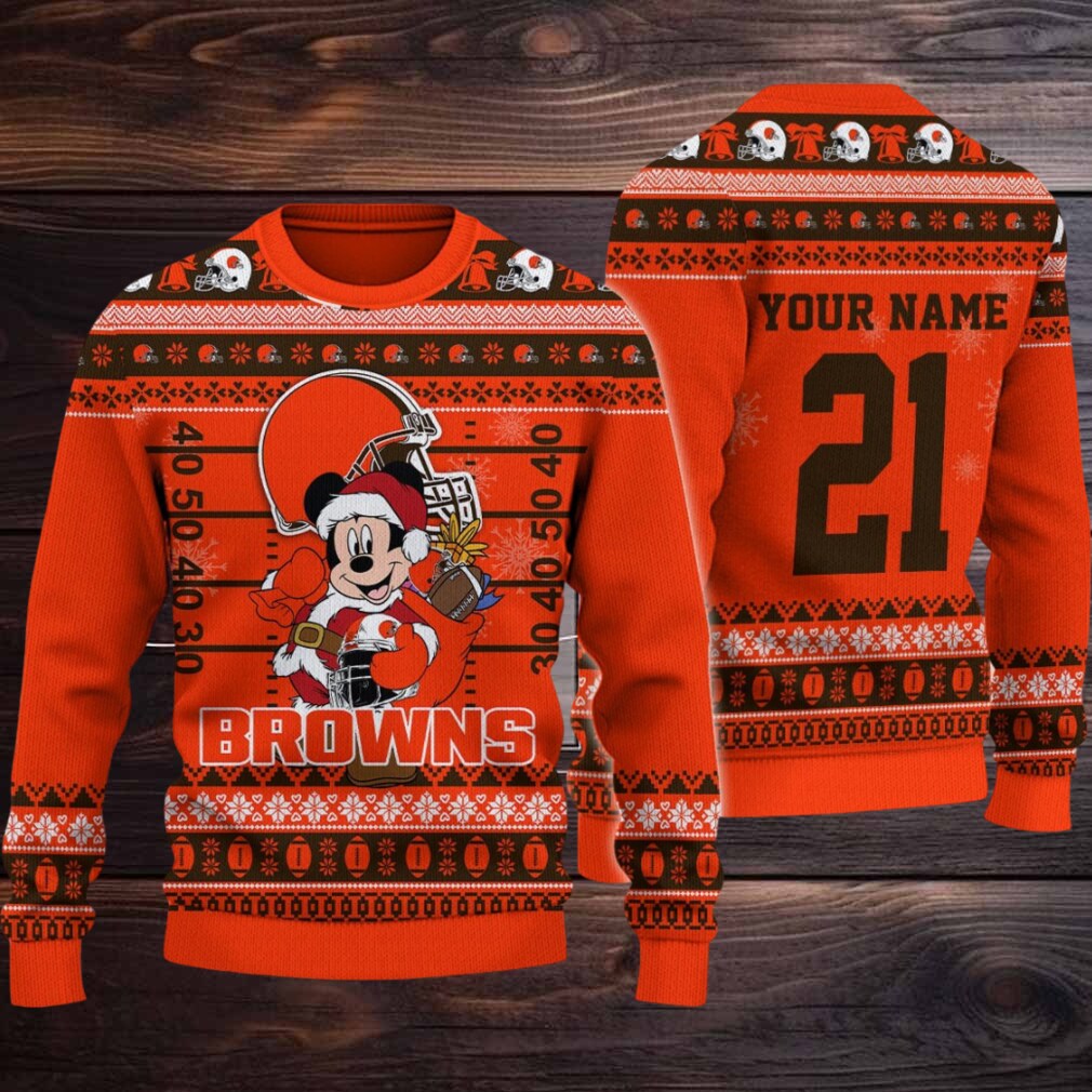 Cleveland Browns Mickey Mouse Santa Ugly Christmas Sweater