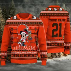 Cleveland Browns Mickey Mouse Santa Ugly Christmas Sweater