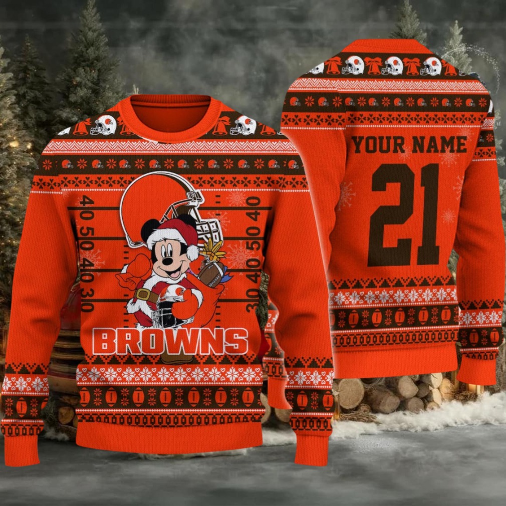 Cleveland Browns Mickey Mouse Santa Ugly Christmas Sweater