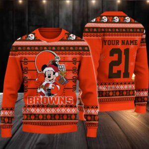 Cleveland Browns Mickey Mouse Santa Ugly Christmas Sweater