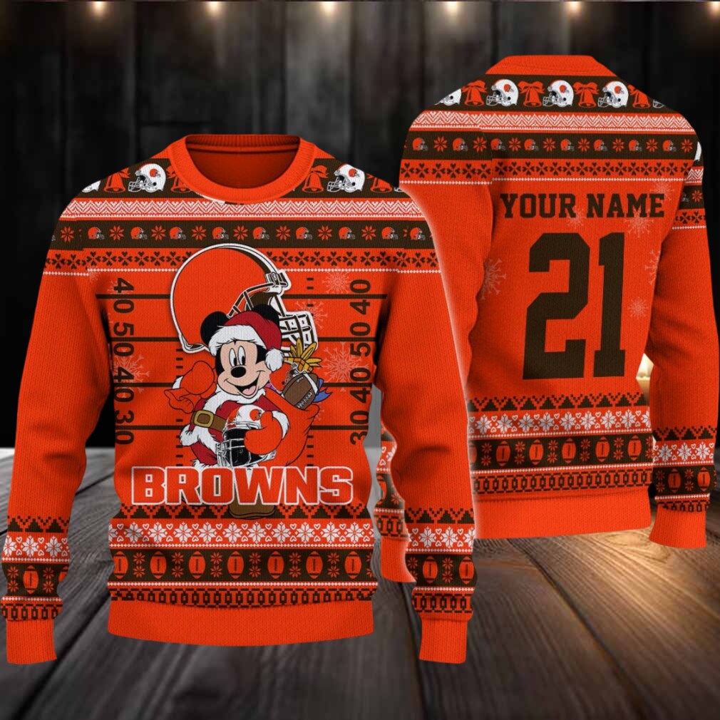 Cleveland Browns Mickey Mouse Santa Ugly Christmas Sweater Cleveland Browns Mickey Mouse Santa Ugly Christmas Sweater