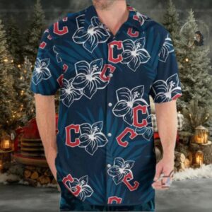 Cleveland Guardians Hibicus Flower And Palm Leaves Hawaiian Shirt