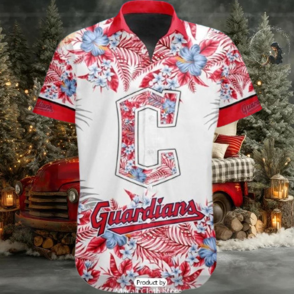 Cleveland Guardians Tropical Floral Logo Hawaiian Shirt Cleveland Guardians Tropical Floral Logo Hawaiian Shirt