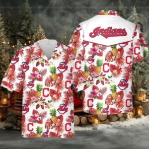 Cleveland Indians Tropical Floral And Pineapple Hawaiian Shirt