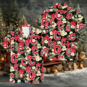 Cleveland Indians Tropical Floral Yellow Logo Hawaiian Shirt