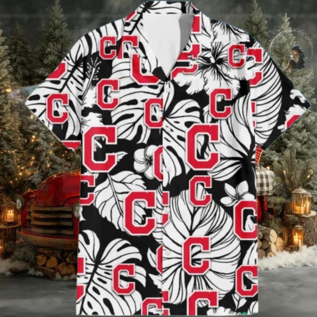 Cleveland Indians White Monstera Aloha Hawaiian Shirt Cleveland Indians White Monstera Aloha Hawaiian Shirt