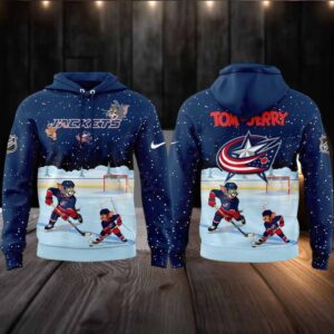 Columbus Blue Jackets Tom And Jerry Playing Hockey In The Snow 2025 Hoodie T Shirt