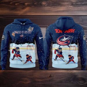 Columbus Blue Jackets Tom And Jerry Playing Hockey In The Snow 2025 Hoodie T Shirt