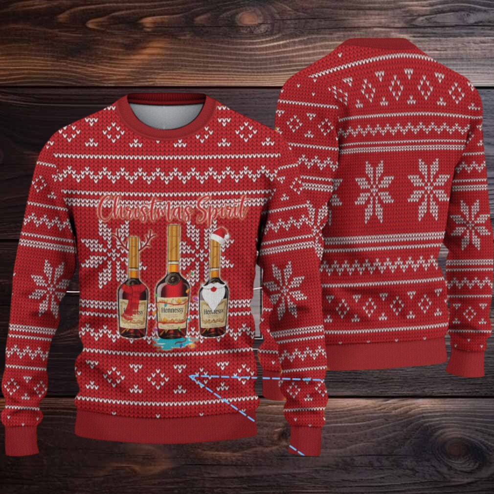 Crimson Red Fair Isle Snowflake Hennessy “Christmas Spirit” Ugly Christmas Sweater Crimson Red Fair Isle Snowflake Hennessy “Christmas Spirit” Ugly Christmas Sweater