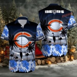 Custom Name NFL Chicago Bears Flamingo Hawaiian Shirt
