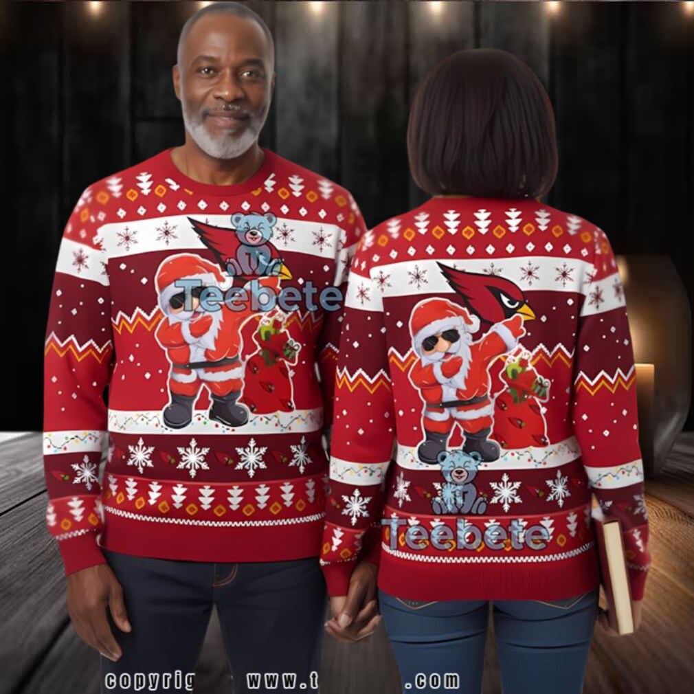 Arizona Cardinals Dabbing Santa Claus Ugly 3D Pullover Hoodie Arizona Cardinals Dabbing Santa Claus Ugly 3D Pullover Hoodie