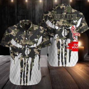 Dallas Cowboys Camo Veterans Military Hawaiian Shirt