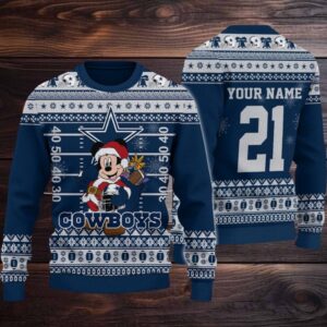Dallas Cowboys Mickey Mouse Santa Ugly Christmas Sweater