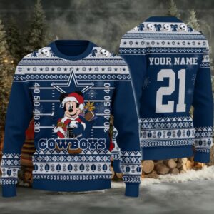 Dallas Cowboys Mickey Mouse Santa Ugly Christmas Sweater