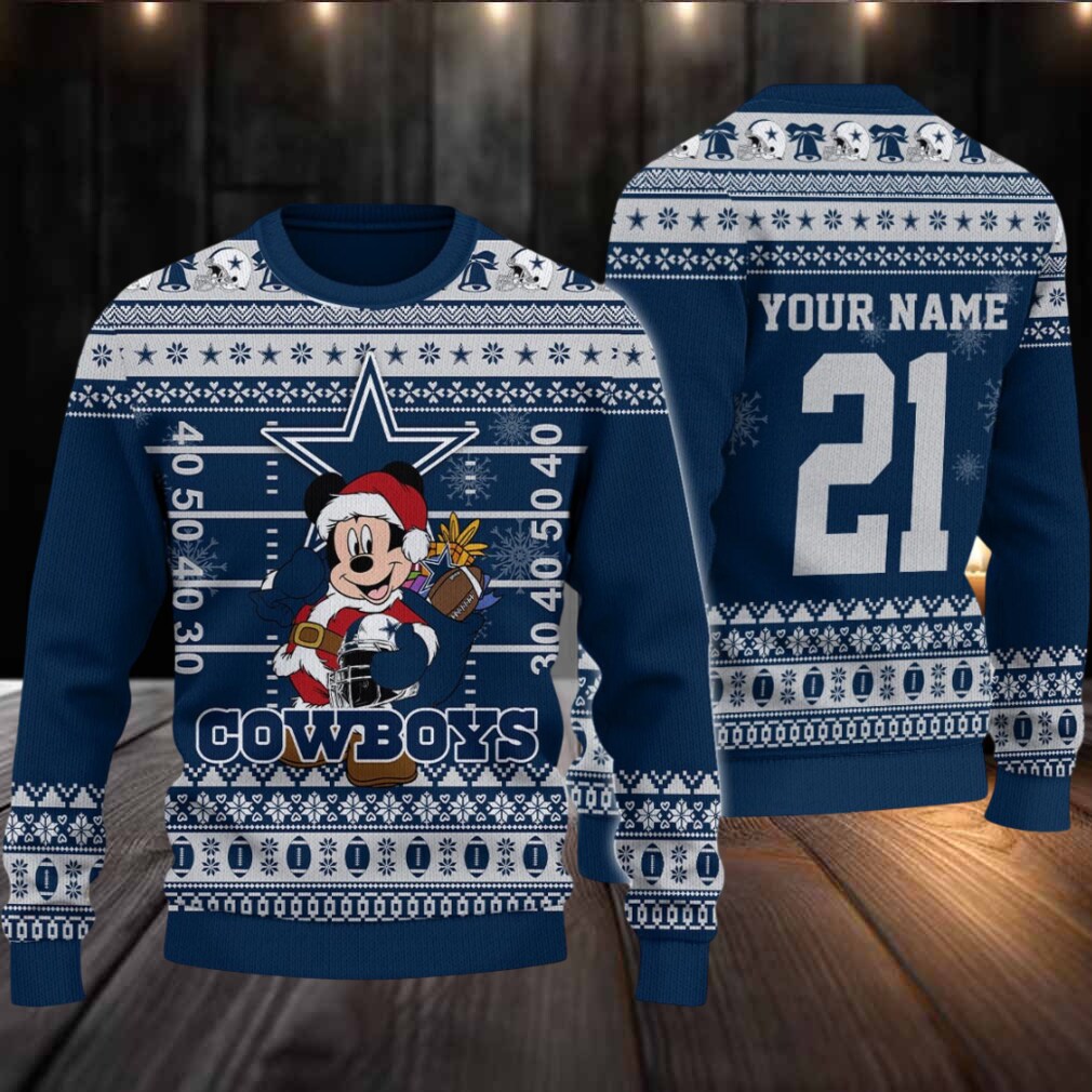 Dallas Cowboys Mickey Mouse Santa Ugly Christmas Sweater Dallas Cowboys Mickey Mouse Santa Ugly Christmas Sweater