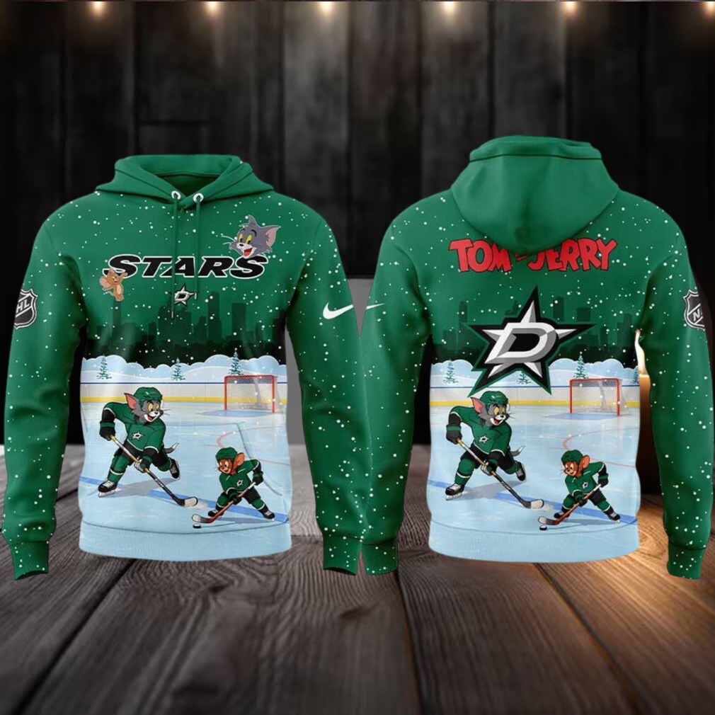 Dallas Stars Tom And Jerry Playing Hockey In The Snow 2025 Hoodie T Shirt Dallas Stars Tom And Jerry Playing Hockey In The Snow 2025 Hoodie T Shirt