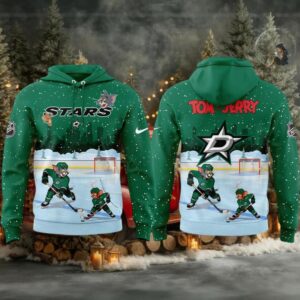 Dallas Stars Tom And Jerry Playing Hockey In The Snow 2025 Hoodie T Shirt