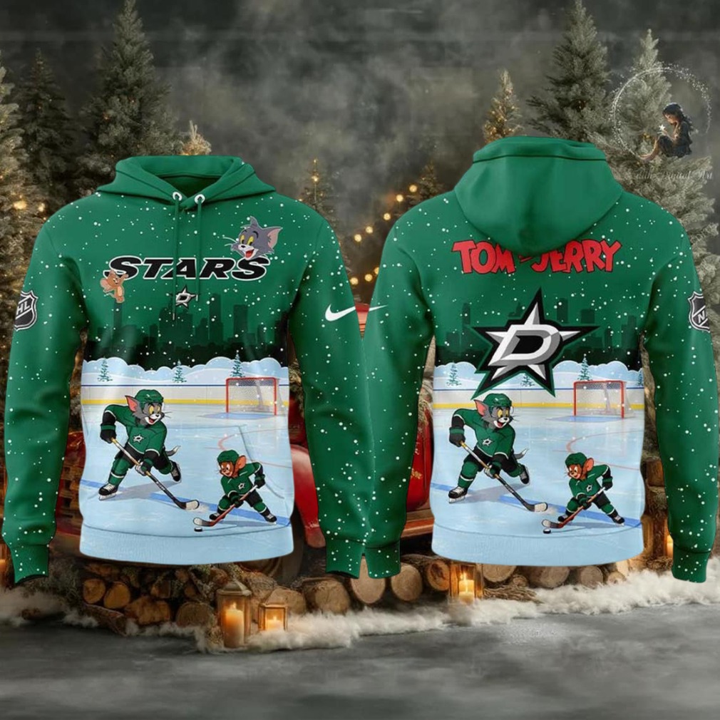 Dallas Stars Tom And Jerry Playing Hockey In The Snow 2025 Hoodie T Shirt Dallas Stars Tom And Jerry Playing Hockey In The Snow 2025 Hoodie T Shirt