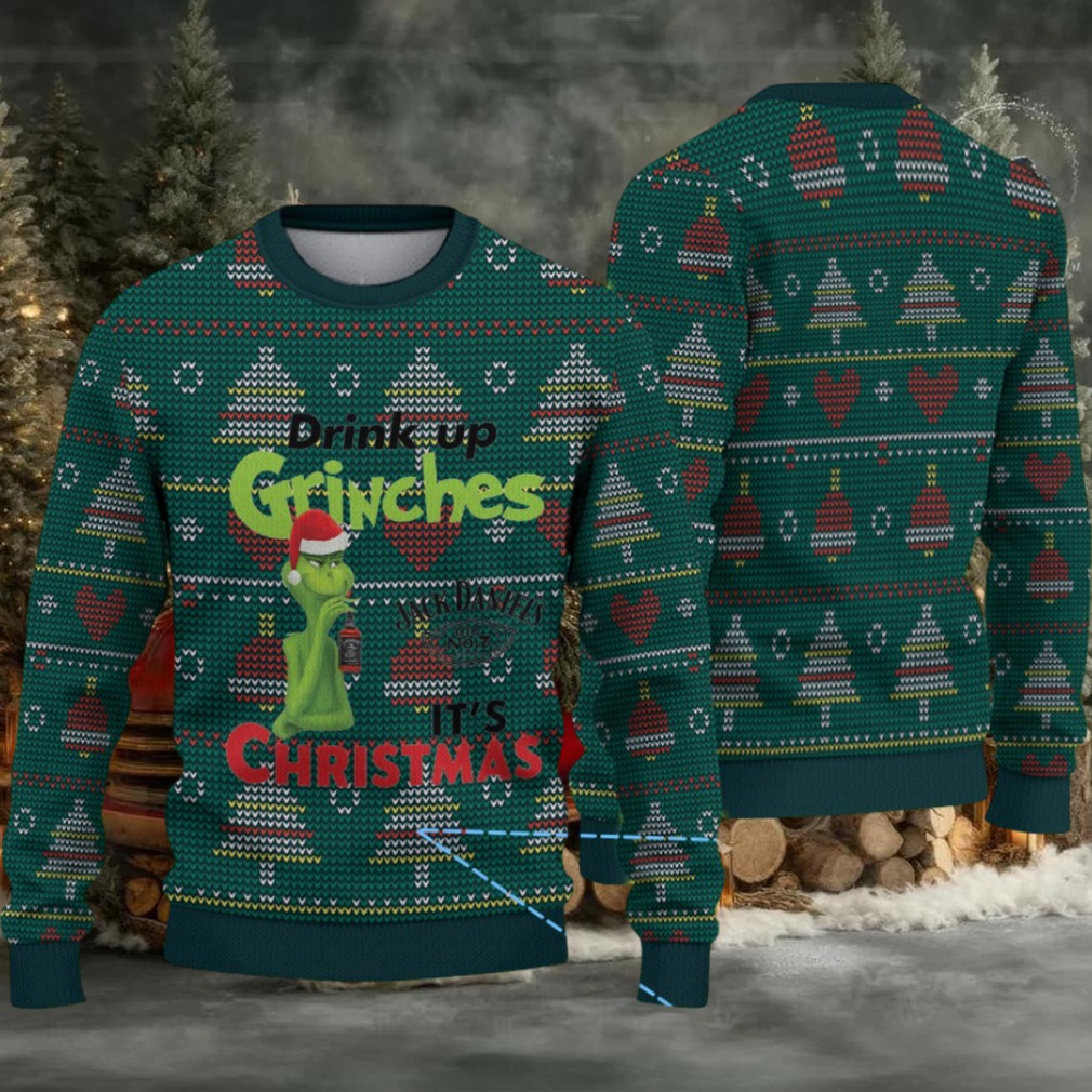 Dark Green Christmas Tree Fair Isle Ugly Christmas Sweater Jack Daniel’s Whiskey with Grinch and Heart Pattern Dark Green Christmas Tree Fair Isle Ugly Christmas Sweater Jack Daniel’s Whiskey with Grinch and Heart Pattern