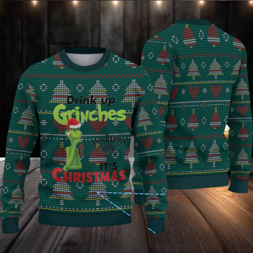 Dark Green Christmas Tree Fair Isle Ugly Christmas Sweater Jack Daniel’s Whiskey with Grinch and Heart Pattern Dark Green Christmas Tree Fair Isle Ugly Christmas Sweater Jack Daniel’s Whiskey with Grinch and Heart Pattern