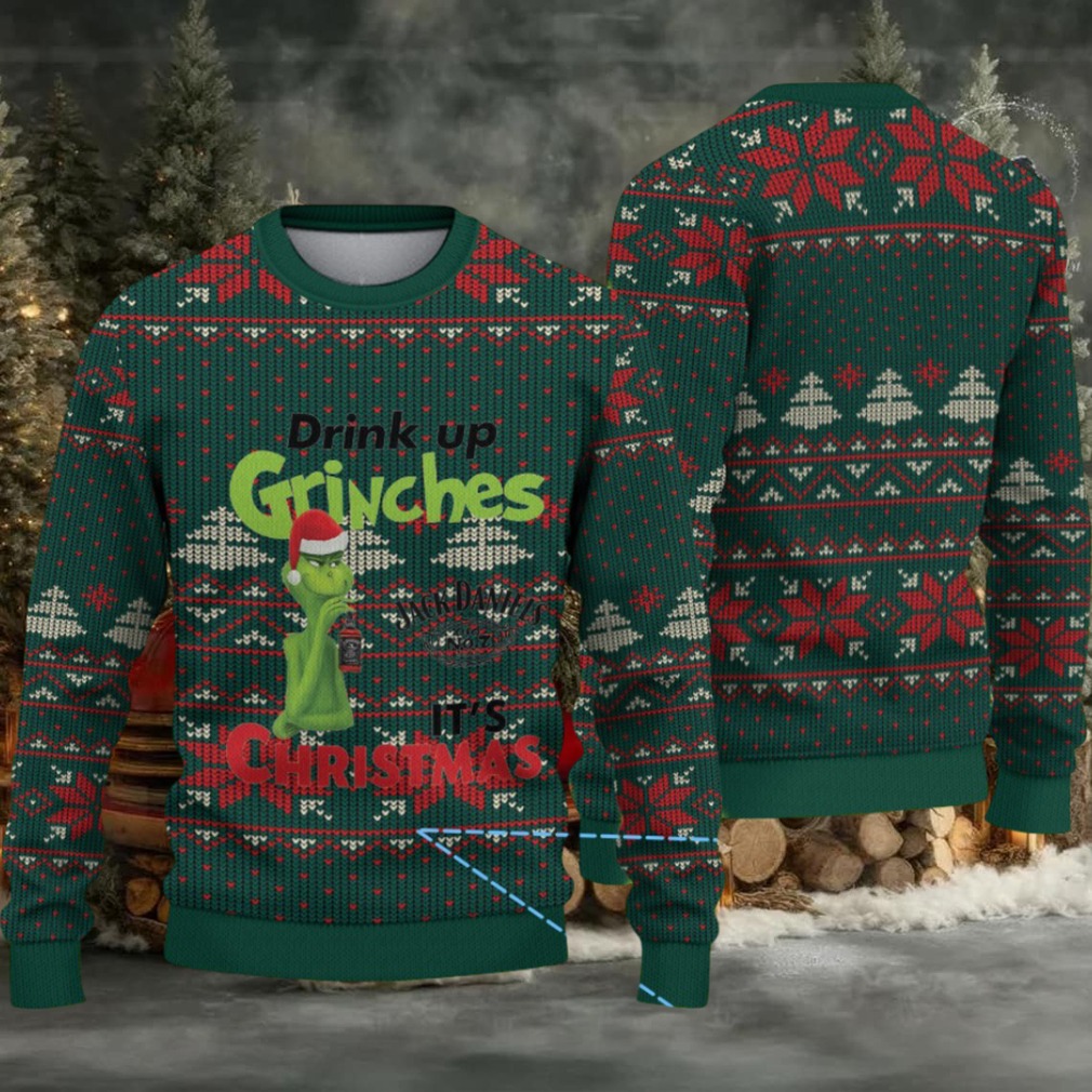 Dark Green Fair Isle Ugly Christmas Sweater Jack Daniel’s Whiskey with Grinch Snowflake Pattern Dark Green Fair Isle Ugly Christmas Sweater Jack Daniel’s Whiskey with Grinch Snowflake Pattern