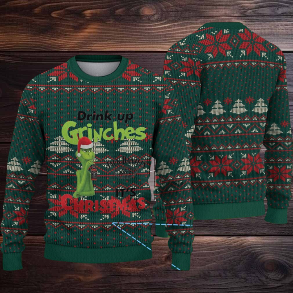 Dark Green Fair Isle Ugly Christmas Sweater Jack Daniel’s Whiskey with Grinch Snowflake Pattern Dark Green Fair Isle Ugly Christmas Sweater Jack Daniel’s Whiskey with Grinch Snowflake Pattern