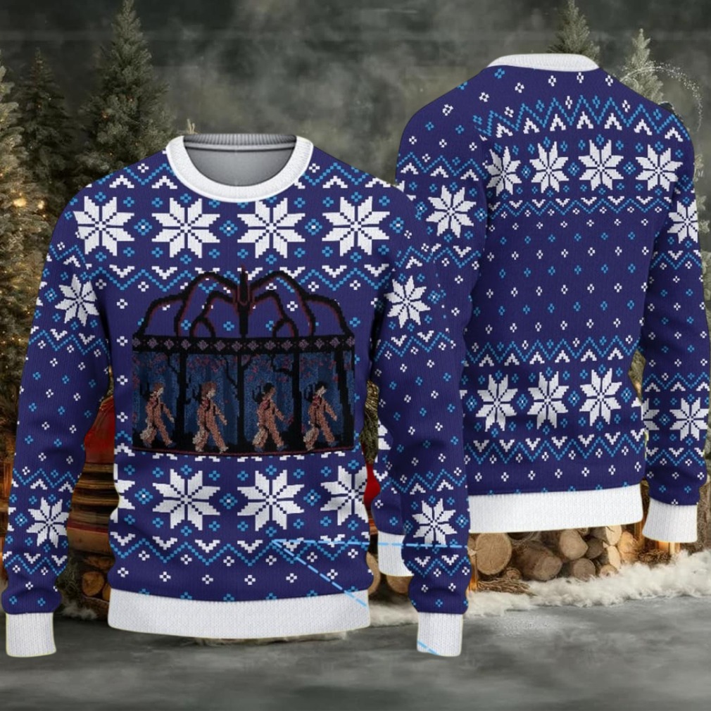 Deep Blue Fair Isle Snowflake Ugly Christmas Sweater Stranger Things Vecna Portal Deep Blue Fair Isle Snowflake Ugly Christmas Sweater Stranger Things Vecna Portal