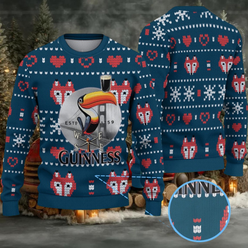 Deep Teal Fox & Heart Fair Isle Guinness Toucan Ugly Christmas Sweater Deep Teal Fox & Heart Fair Isle Guinness Toucan Ugly Christmas Sweater