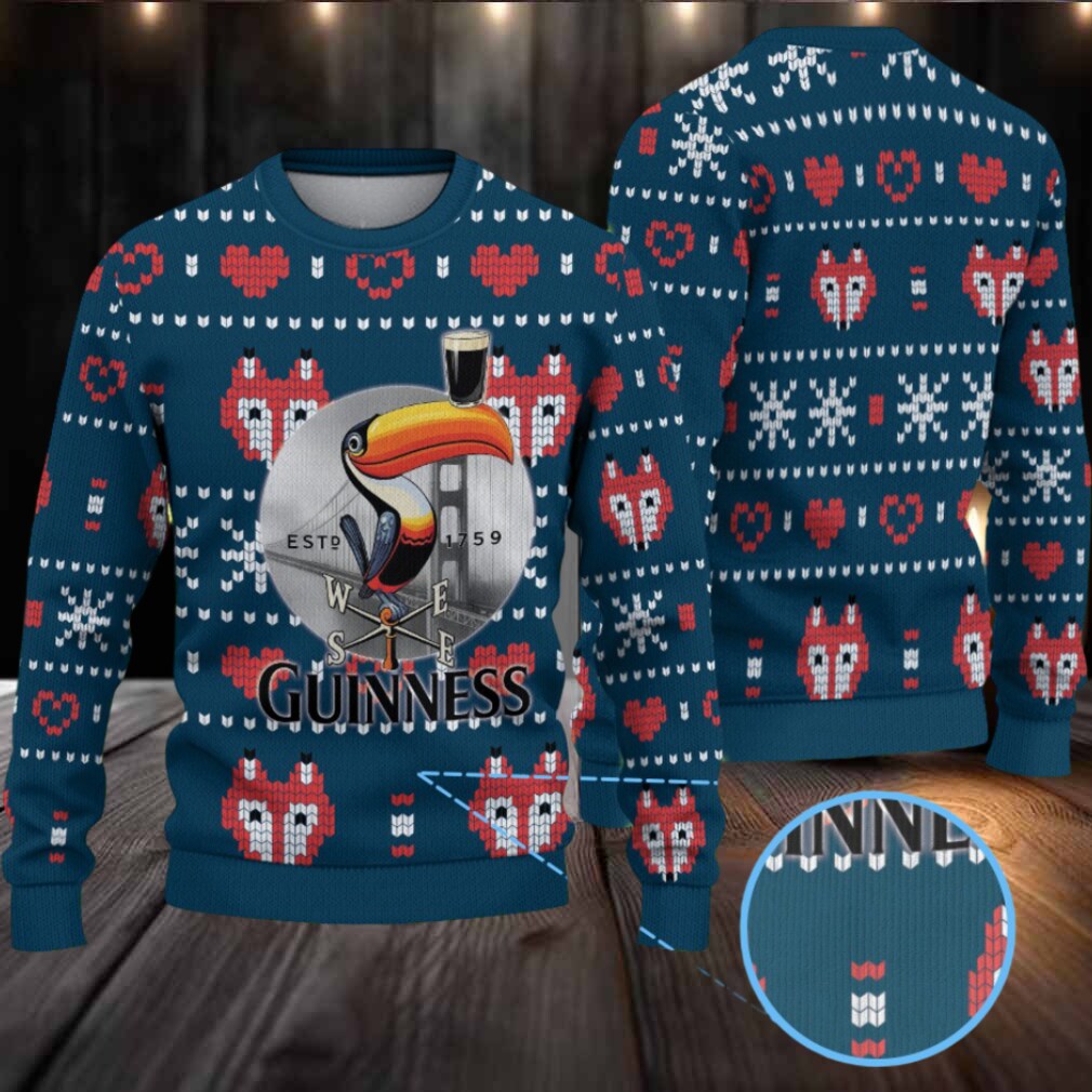 Deep Teal Fox & Heart Fair Isle Guinness Toucan Ugly Christmas Sweater Deep Teal Fox & Heart Fair Isle Guinness Toucan Ugly Christmas Sweater