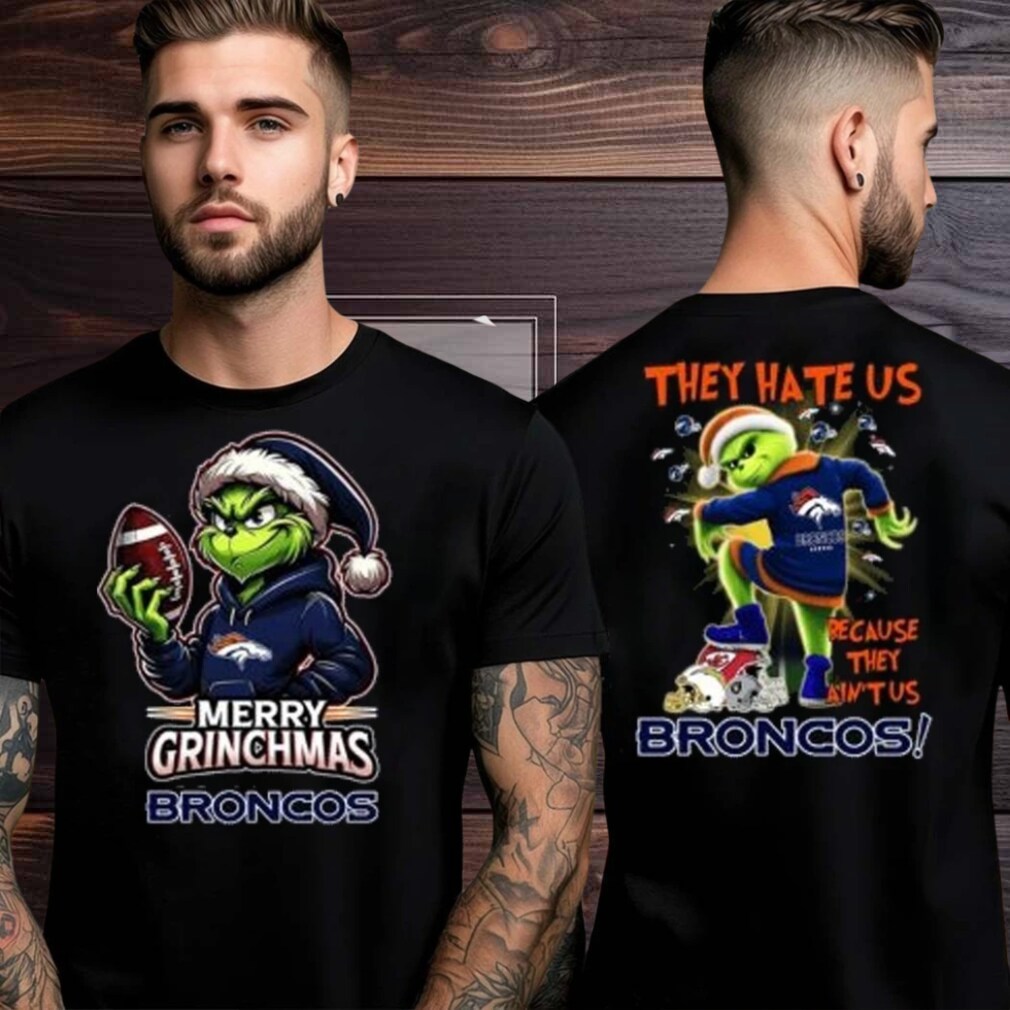 Denver Broncos Grinch Merry Christmas Grinchmas 2025 Personalized Football Logo Two Sided Shirt Denver Broncos Grinch Merry Christmas Grinchmas 2025 Personalized Football Logo Two Sided Shirt