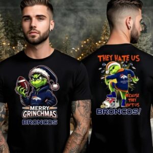 Denver Broncos Grinch Merry Christmas Grinchmas 2025 Personalized Football Logo Two Sided Shirt