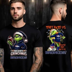 Denver Broncos Grinch Merry Christmas Grinchmas 2025 Personalized Football Logo Two Sided Shirt