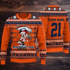 Denver Broncos Mickey Mouse Santa Ugly Christmas Sweater