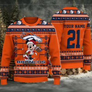 Denver Broncos Mickey Mouse Santa Ugly Christmas Sweater