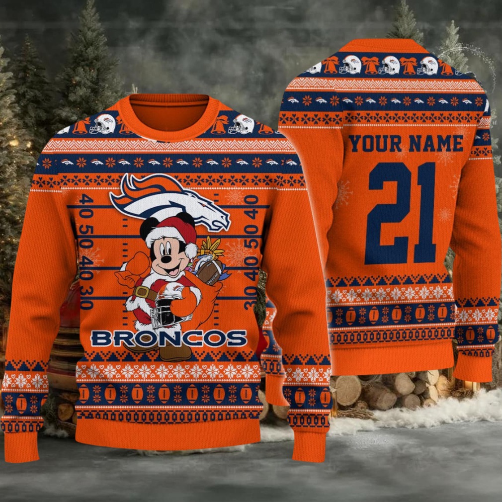 Denver Broncos Mickey Mouse Santa Ugly Christmas Sweater Denver Broncos Mickey Mouse Santa Ugly Christmas Sweater
