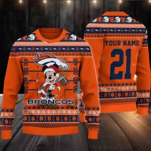 Denver Broncos Mickey Mouse Santa Ugly Christmas Sweater