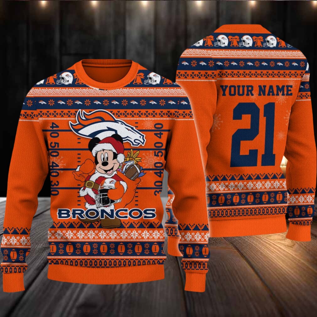 Denver Broncos Mickey Mouse Santa Ugly Christmas Sweater Denver Broncos Mickey Mouse Santa Ugly Christmas Sweater